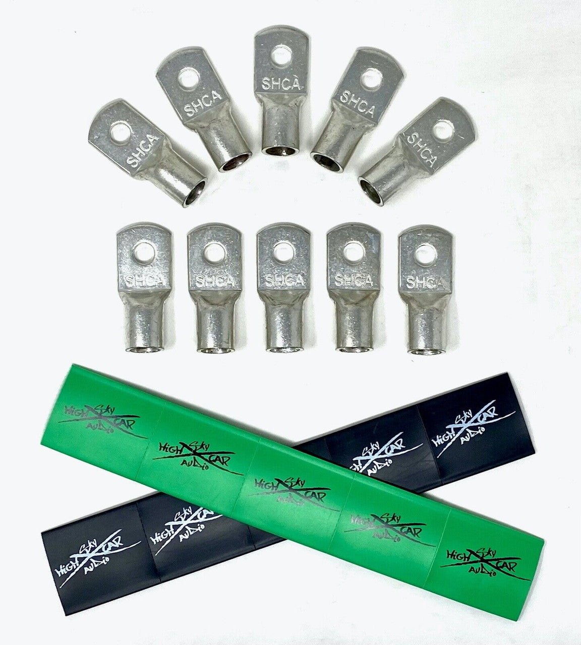 Sky High Car Audio 4/0 XL Gauge Copper Ring Terminals w/ Heat Shrink Tubing - 10 Pack