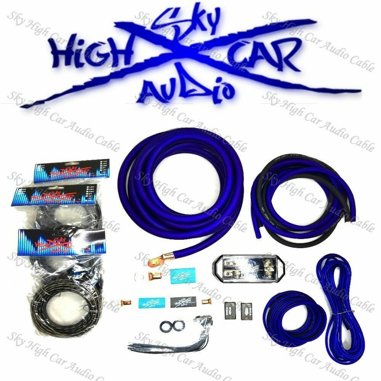 Sky High Car Audio - Amp Kit Single 1/0 to Dual 4 Gauge CCA - Red, Green or Blue