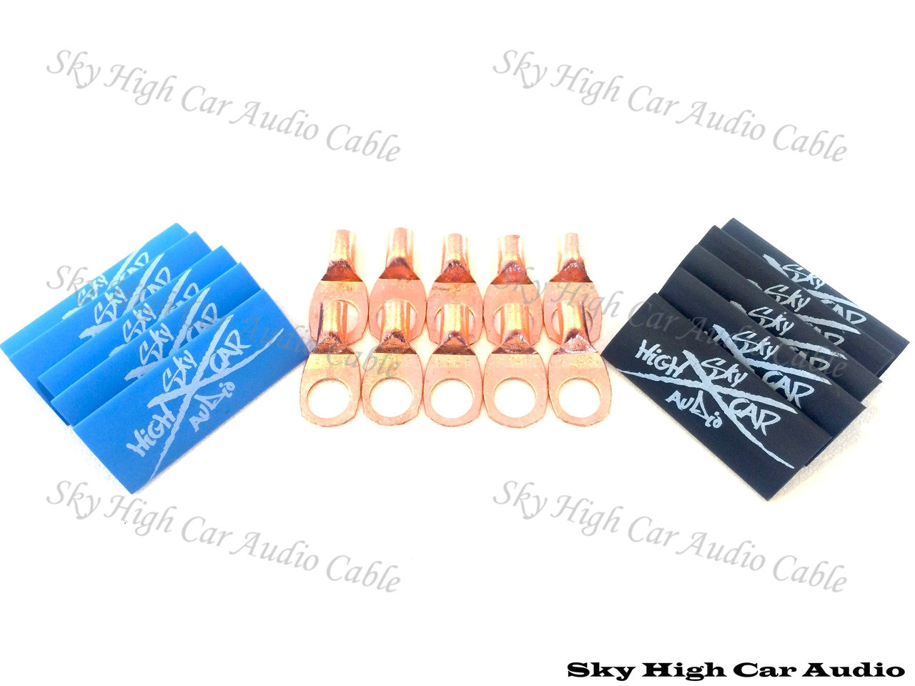 Sky High Car Audio 8 Gauge Copper or Tinned Copper Ring Terminals w/ Heat Shrink Tubing - 10 Pack (Copy)