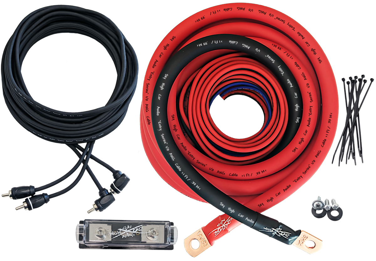 Sky High Car Audio 100% Copper OFC Amplifier Installation Kit 0GA Red Sky High Car Audio 100% Copper OFC Amplifier Installation Kit 0GA Red